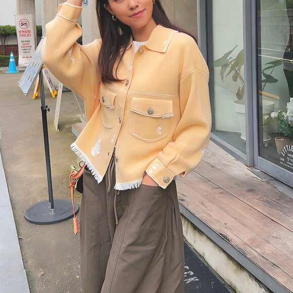 Barrie Denim fringed cashmere and cotton jacket - Picture 1 of 14